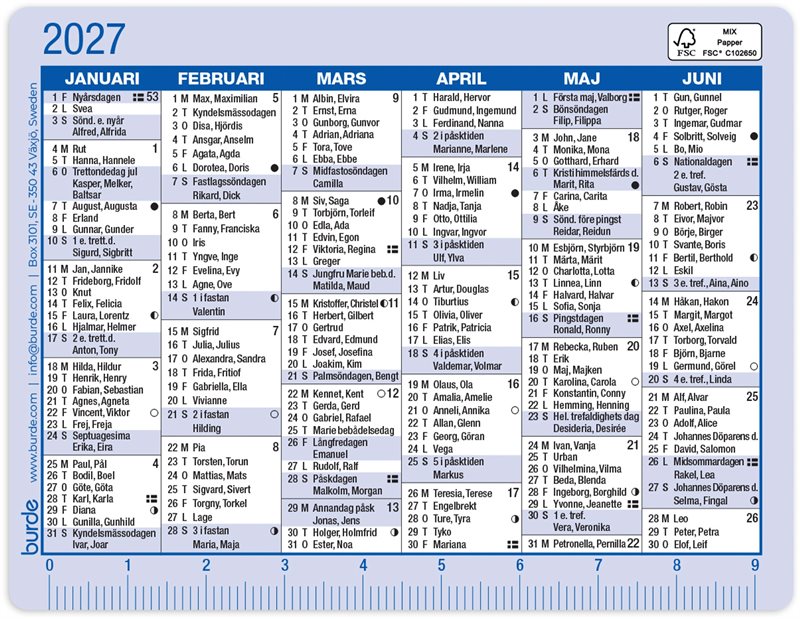Kalenderkort 2027