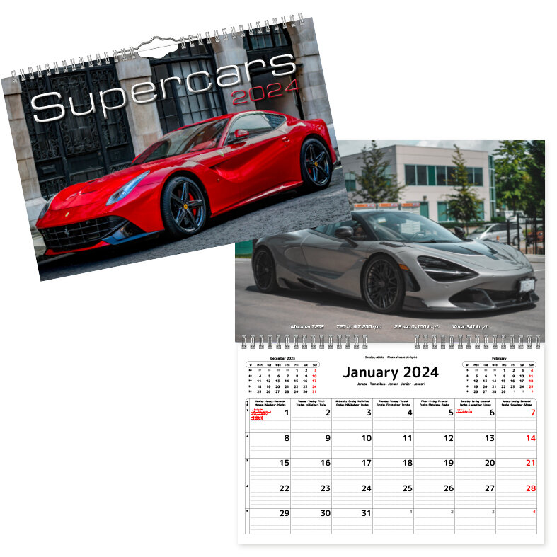 Väggkalender Supercars 2024 300x195mm