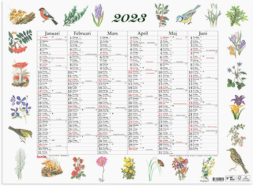 Väggkalender 2023 Stora Naturalmanackan