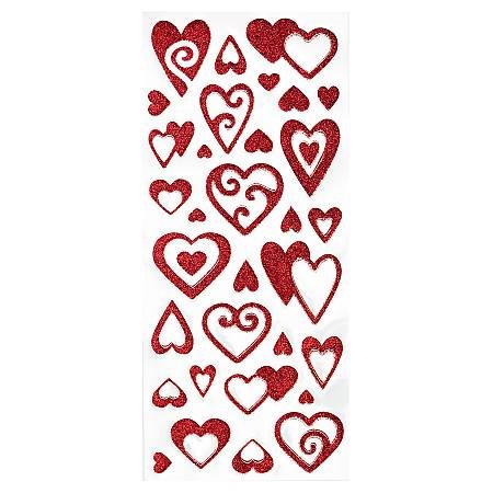 Glitterstickers hjärtan röd