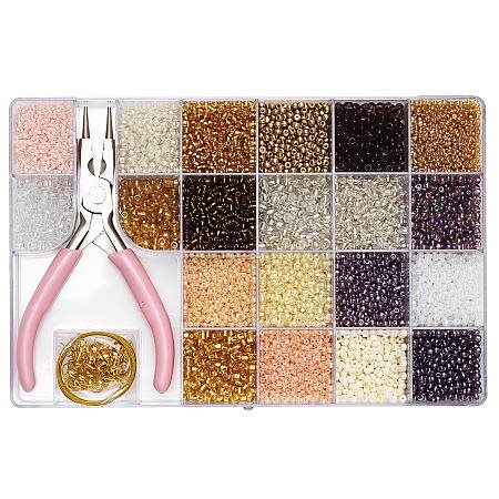 Seed bead kit m tång guld/rosa