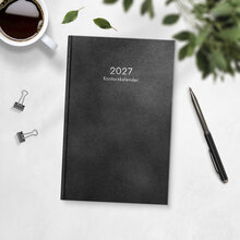 Kontorskalender 2027 svart konstläder